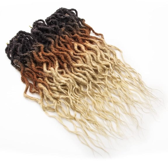 WEIF-Faux Locs Crochet Hair 18Inch Crochet Locs With Curly Ends, 6Packs Crochet Hair Pre Looped Soft Locs Dreadlock Extensions Boho Faux Locs Synthetic Crochet Hair for Black Women (1B/27/613, 18'