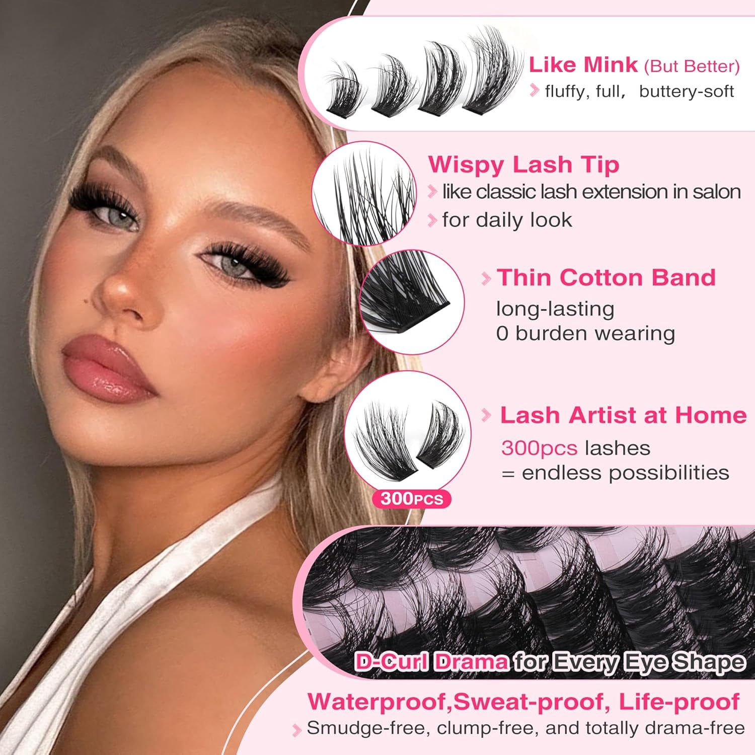 Kit Thik WEIF-Fluffy Lash Clusters Kit Thick 100-150-200D Volume Eyelash ...