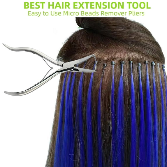 WEIF-Hair Extension Tools Kit, Stainless Steel Hair Extensions Micro Bead Bead Closer and Remover Pliers Set, 4 Hook Needle Pulling Loop Tool Set (Silvery)