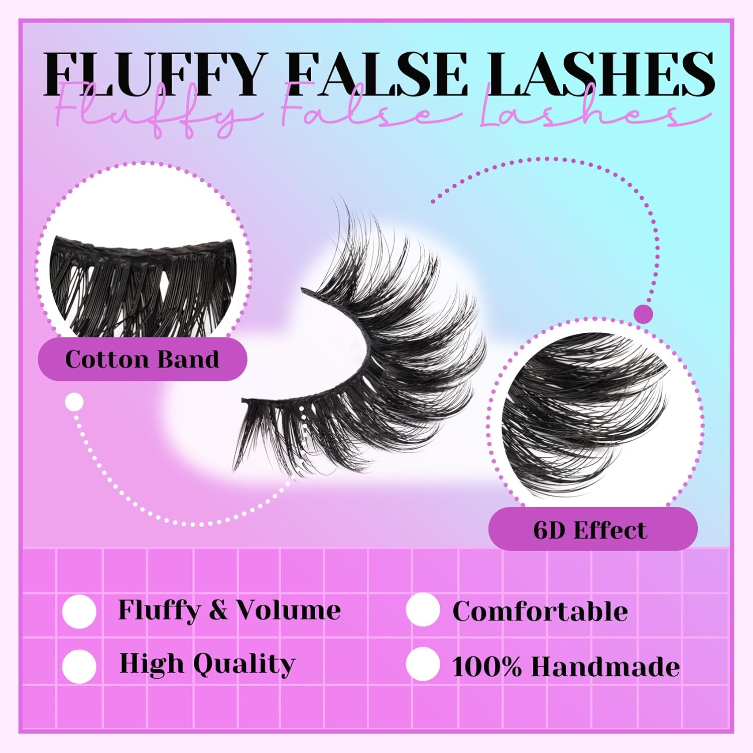 Only Lashes WEIF-Lashes Fluffy Cat Eye Lashes 6D Volume False Eyelashes 7 Pairs ...