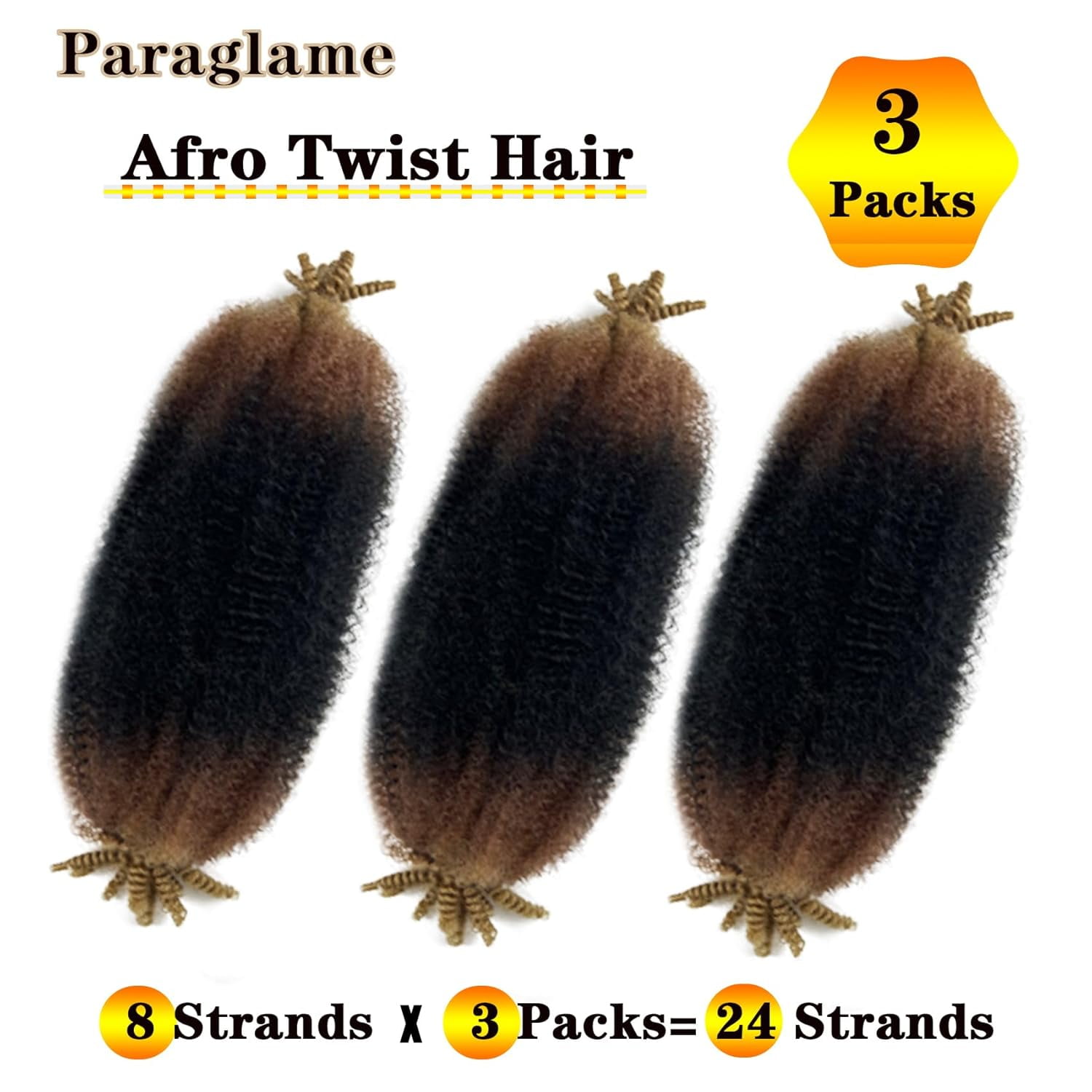 WEIF-Ombre Marley Hair 18 Inch 3 Tones Pre-Separated Springy Afro Twist Hair for soft locs Marley Twist Braiding Hair Ombre Brown Spring Twist For Women(3Packs, 1B/30/27)