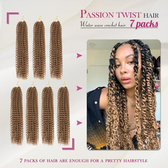 WEIF-Passion Twist Hair 18 inch : Water Wave Crochet Hair Braiding Hair for Bohemian Crochet Braids Hair Extensions (18inch (Pack of 7), #27)