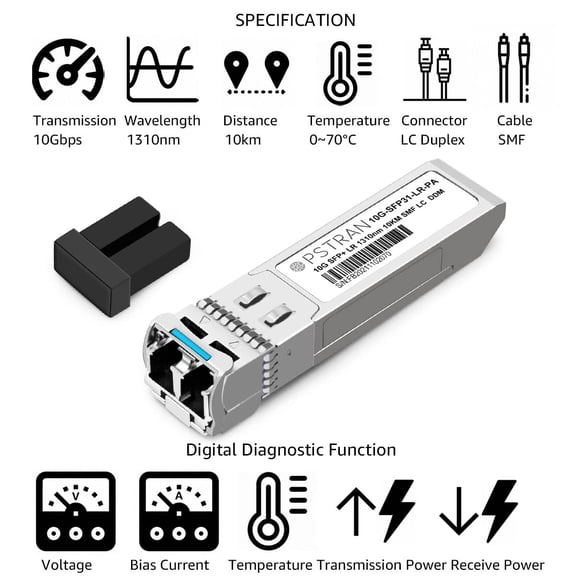 WEIFEI-10GBASE-LR SFP+ Optical Transceiver Module Compatible with Palo Alto PAN-SFP-Plus-LR 10G SFP+ LR 1310nm 10km DDM Duplex LC SMF