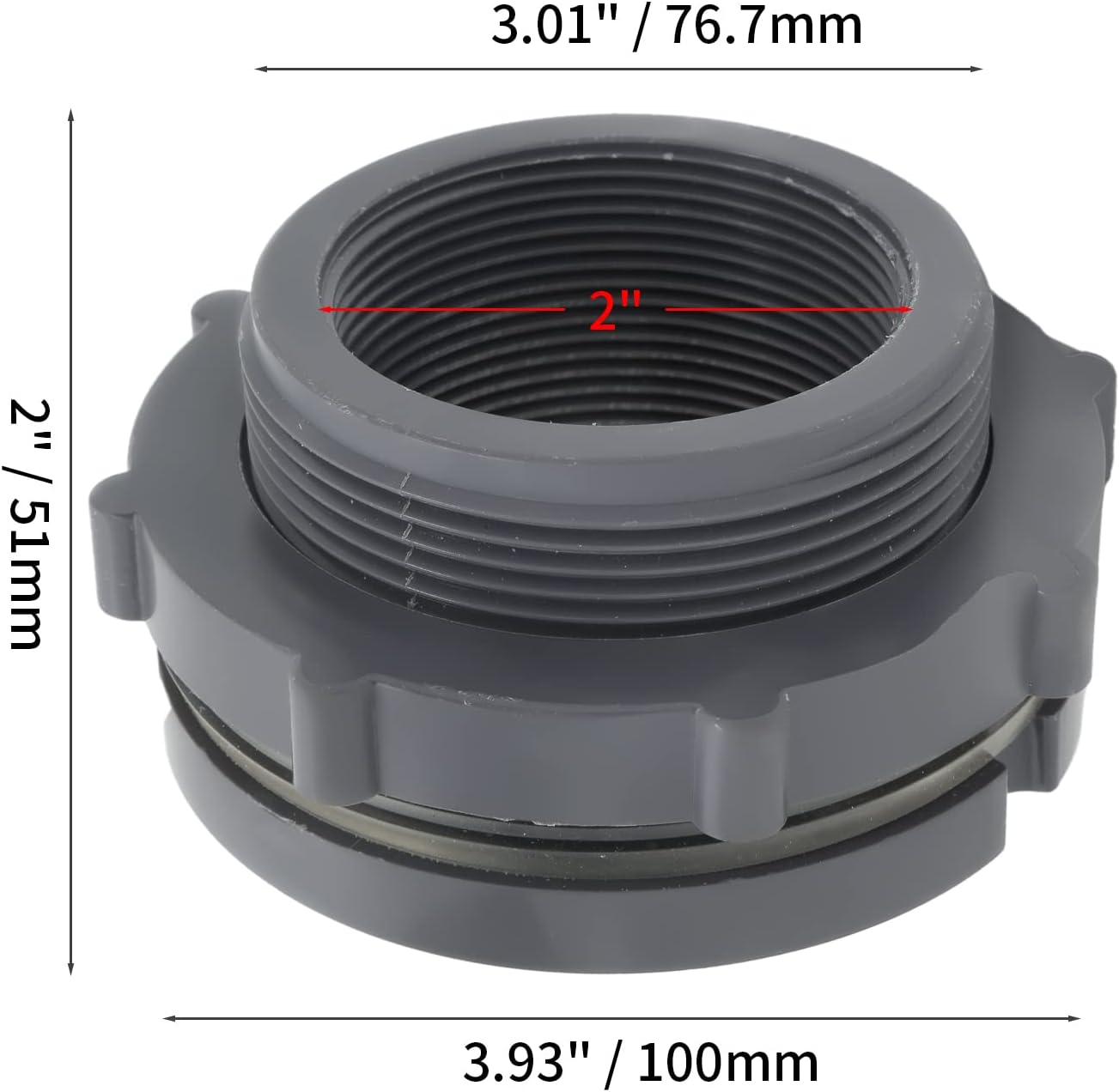 WEIFEI-2 Inch NPT Bulkhead Fitting, PVC Bulkhead Adapter Water Tank ...
