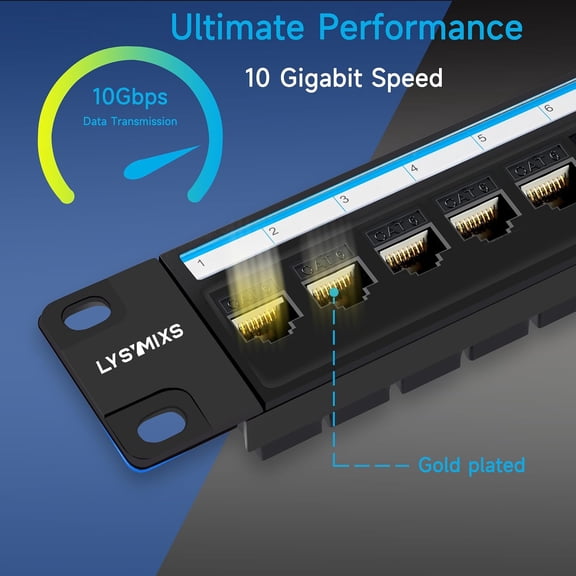 WEIFEI-24 Port RJ45 Patch Panel Cat6 Feed Through, Coupler Network Panel 19 Inch, Inline Keystone Ethernet Patch Panel with Back Bar
