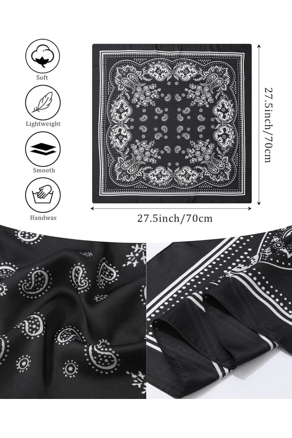 -27.5u201d Silk Satin Square Head Scarf - 4PCS Satin Head Scarves for Women Hair Kerchief Bandanas Sleeping Head Wraps