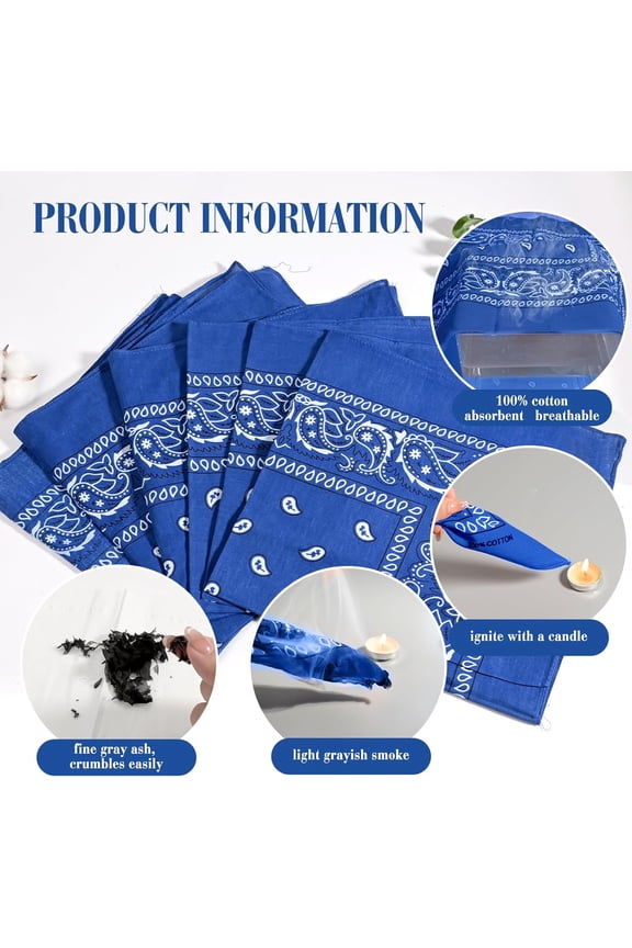 -6 Pack 100% Cotton Bandana Paisley Bandanas Head Ccarf Headband Neckerchief Scarf Handkerchief for Women Men