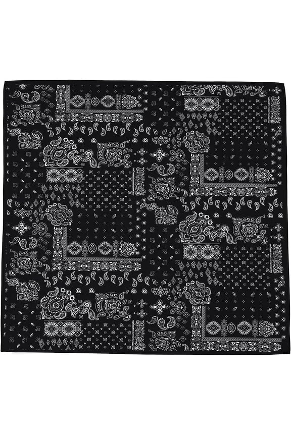 -Bandana 100% Cotton Designer Streetwear,Extra Soft Black&White 22x22 in Square Scarf Kerchief for Men&Women