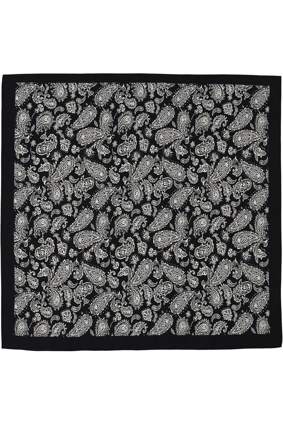 -Bandana 100% Cotton Designer Streetwear,Extra Soft Black&White 22x22 in Square Scarf Kerchief for Men&Women