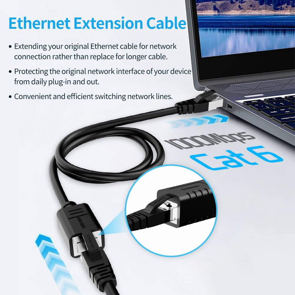 WEIFEI-Ethernet Extension Cable 10ft Cat6 Network Patch Cord Extender ...