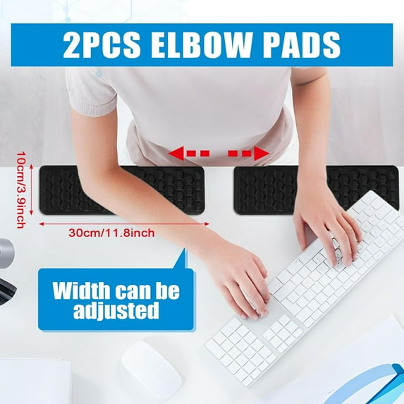 WEIFEI-L-Shaped Desk Elbow Pads (2-Pack) - Adjustable Spacing Memory Foam Desk Edge Cushion for Forearm & Wrist Support, Ergonomic Desk Arm Rest for Office, Gaming & Home