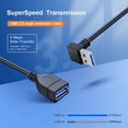 thumbnail image 1 of WEIFEI-SuperSpeed USB 3.0 Male to Female Extension Data Cable Up and Down Angle 2PCS for PC,Laptop etc..(20CM,8IN), 1 of 4