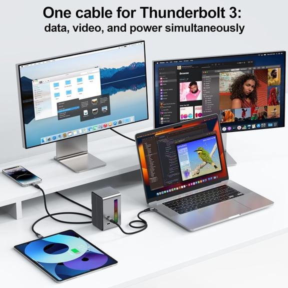 WEIFEI-Thunderbolt 3 Cable 6ft, 40Gbps High-Speed Active Cord with 100W PD Charging, 5K Video Support Compatible with MacBook Air&Pro, iMac, Mac mini&Studio&Pro, iPad Pro etc.