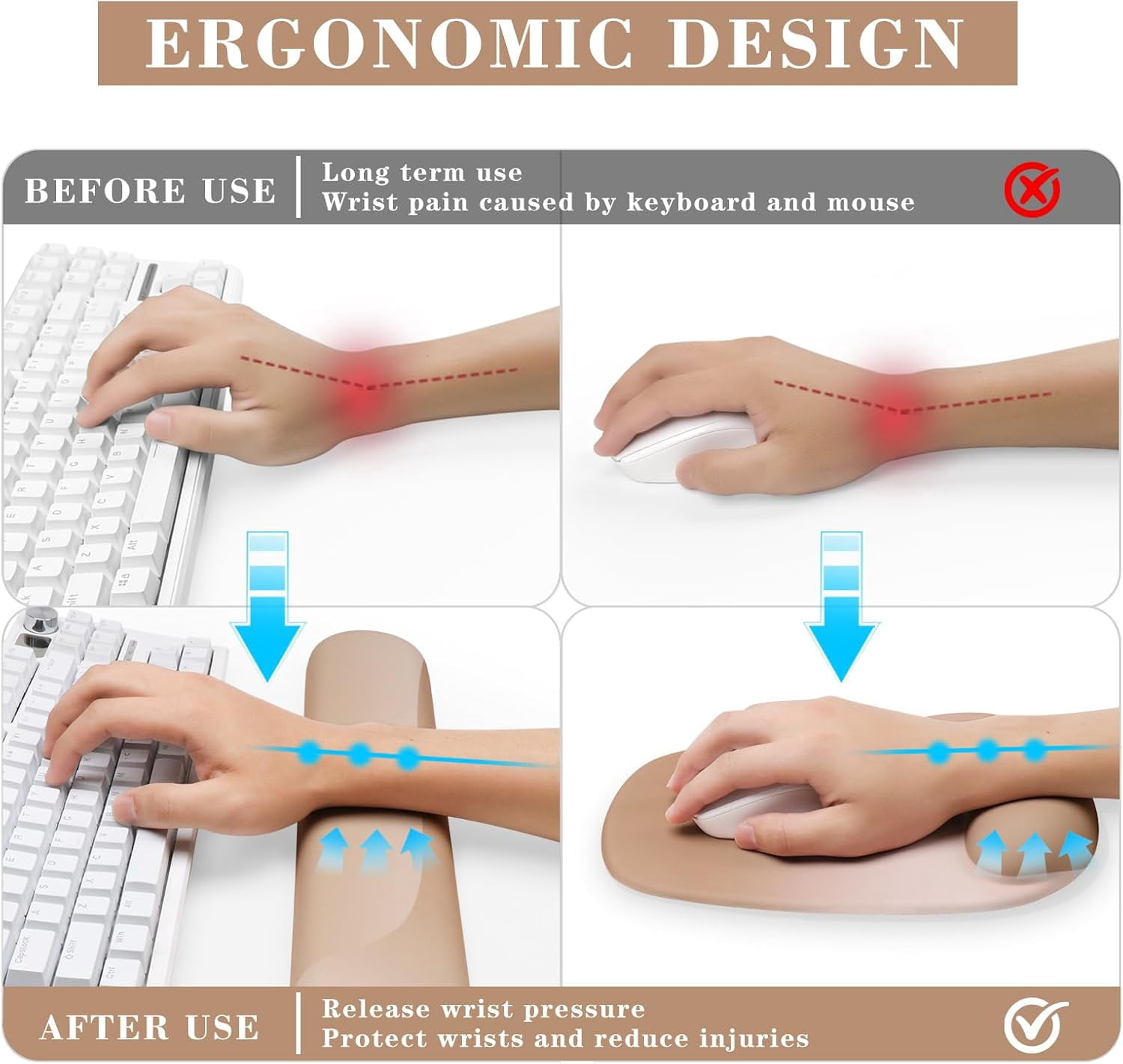 Wrist Rest Using Computer WEIFEI-Wrist Rest for Keyboard and Mouse, Ergonomic Gel Computer ...