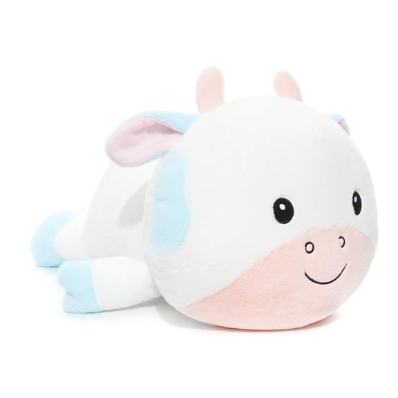 WEIGEDU Plush Cow Stuffed Animal Toy - Soft Kawaii Blue and White Cattle Pillow, Cuddly Sleep Companion for Kids and Adults, 18.9 Cute Cow Plushie for Girls, Boys, Nursery Decor, Birthday Gift A101