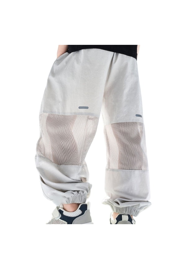 Child Boys Athletic Jogger Pants With Side Mesh For Active Kids Comfortable Elastic Trousers For Daily Wear Pants Trendy Solid Color Slacks