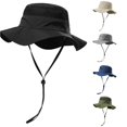 thumbnail image 1 of WEIGFI Child Boys Girls Sun Hat Bucket Cap With Mesh Wide Brim Adjustable Chin Strap Solid Color Lightweight Summer Daily Outdoor Play Fishing Cute Beach Caps,Black, 1 of 3