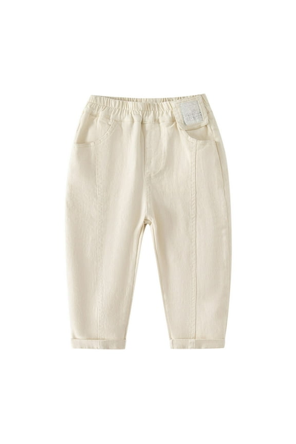 Child Boys Stretch Denim Pants Kids Comfortable Casual Loose Fit Jeans With Elastic Waist For Outdoor School Daily Wear Breathable Trousers Solid Color Slacks