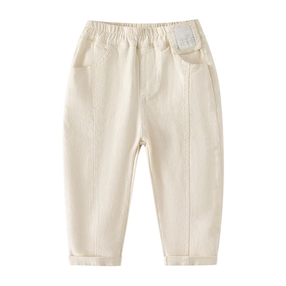 WEIGFI Child Boys Stretch Denim Pants Kids Comfortable Casual Loose Fit Jeans With Elastic Waist For Outdoor School Daily Wear Comfort Trousers Solid Color Slacks