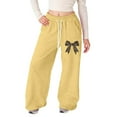 thumbnail image 1 of WEIGFI Child Girls Bowknot Printed Jogger Pants Soft Casual Athletic Trousers With Elastic Waist For Play And School Comfort Fashionable Slacks, 1 of 4