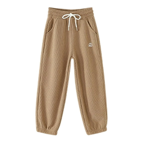 WEIGFI Child Girls Corduroy Jogger Pants For Winter Thick Warm Casual Trousers For Kids Comfortable Stylish Bottoms For Girls Birthday Solid Color Slacks