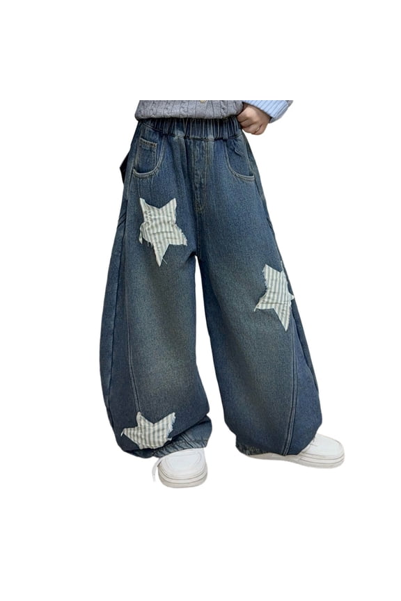 Child Girls High Waist Fuzzy Denim Jumpsuit Winter One-Pieces Loose Fit Wide Leg One-Pieces For Teen Tweens Casual Warm Onesie Adorable Solid Color Overalls