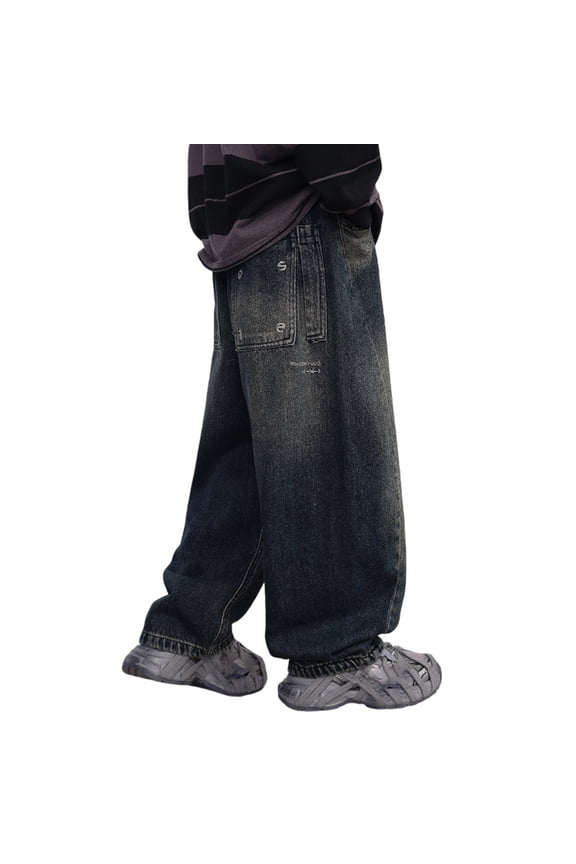 Child Pants Boys Winter Jeans For Big Kids Relaxed Fit Straight Leg Casual Trousers With Comfortable Fabric And Durable Design For School Everyday Wear For Boys Breathable Solid Color Slacks