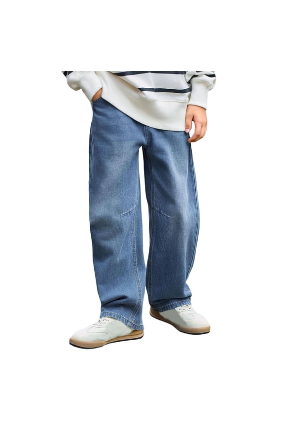 Child Pants Classic Solid Color Denim Jeans For Boys Comfortable Stretch Fit Casual Trousers With Reinforced Knees Durable Everyday Play And School Leisure Slacks