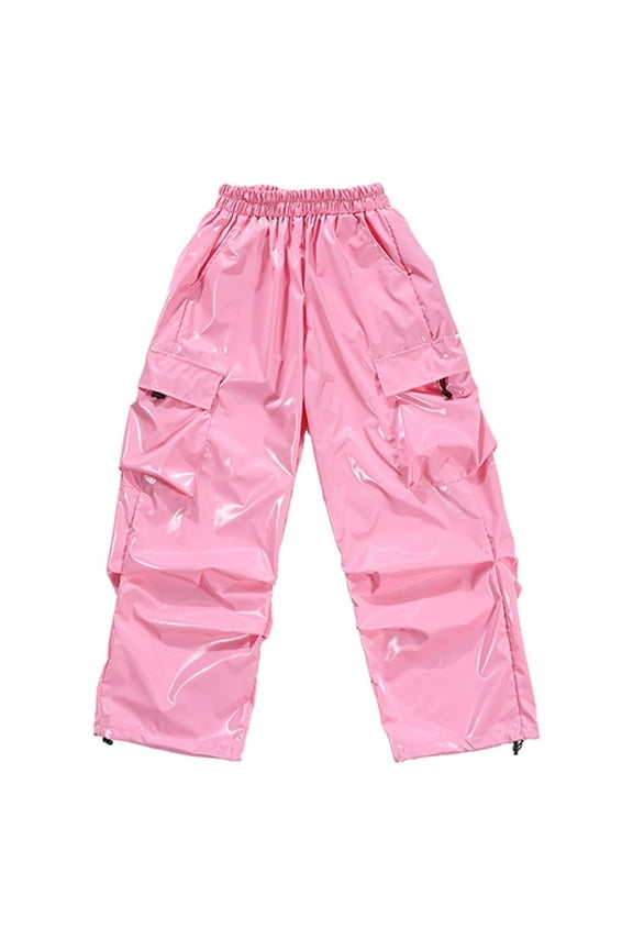 Child And Shine Girls Dance Pants Glitter Sequins Jazz Performance Pants Kids Hop Dancewear Stage Show Pants Lovely Trousers Solid Color Slacks