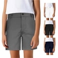 thumbnail image 1 of WEIGFI Child Toddler Boys School Uniform Shorts Formal Dress Flat Front Chino With Pockets Outdoor Playwear Solid Color Summer Casual Daily Wear Cute Vacation Bottoms,Grey,17-18 Years, 1 of 9