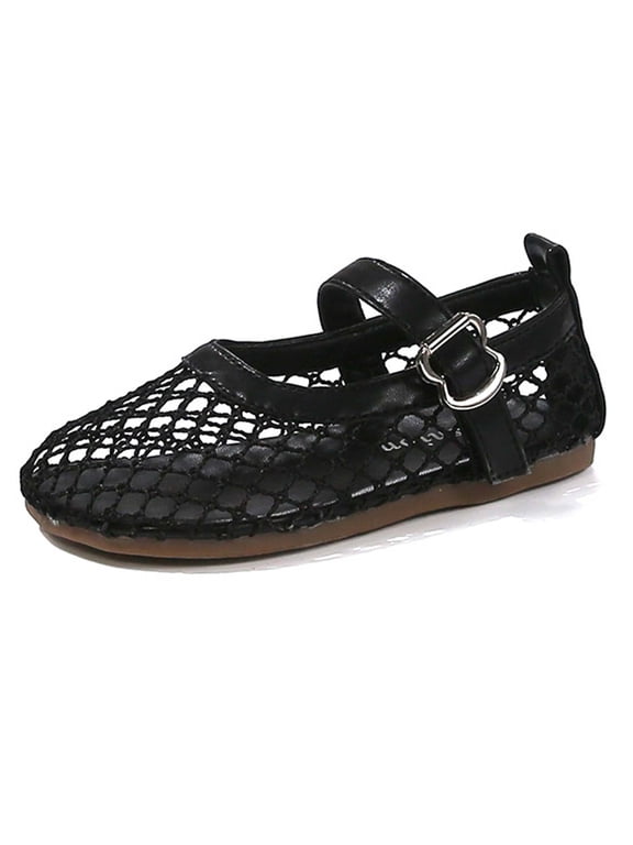 Child Toddler Girls Sandals Closed Toe Breathable Soft Sole Casual Dance Wear Lightweight Mesh Adjustable Strap Sweet Pool Slipper,Black,4-4.5 Years