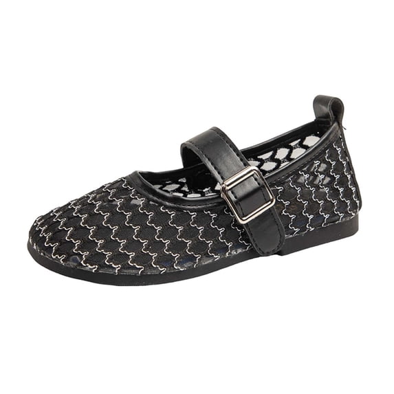WEIGFI Children'S Sandals Closed Toe Breathable Mesh Ballet Soft Sole Casual Lightweight Adjustable Strap Adorable Beach Shoes,Black,11-11.5 Years