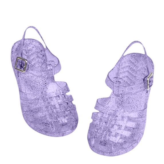 WEIGFI Children'S Sandals Open Toe Comfort Jelly Breathable Summer Casual Soft Sole Adjustable Strap Lovely Party Slipper,Light Purple,4.5-5 Years
