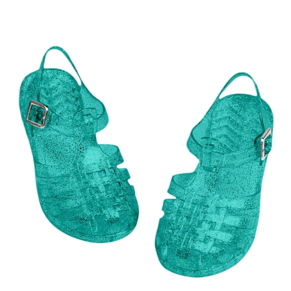 WEIGFI Children'S Sandals Open Toe Comfort Jelly Breathable Summer Casual Soft Sole Adjustable Strap Sweet Pool Slipper,Green,5-5.5 Years