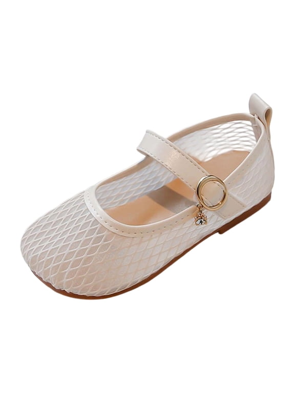 Infant Todder Girls Sandals Closed Toe Breathable Soft Sole Ballet Dance Wear Mesh Casual Hook Loop Strap Adjustable Strap Sweet Pool Slipper,White,2-2.5 Years