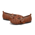 thumbnail image 1 of WEIGFI Infant Todder Girls Sandals Closed Toe Solid Color Leather Summer Summer Hollow Show Soft Sole Casual Daily Wear Flat Adjustable Strap Lovely Party Slipper,Brown,6.5-7 Years, 1 of 4