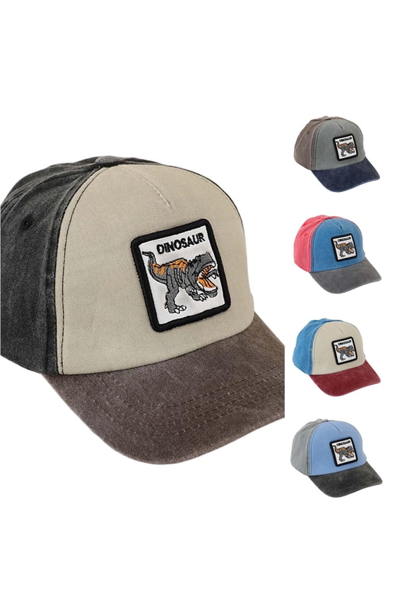 Kid Boys Girls Baseball Cap Sun Hat Adjustable Snapback Dinosaur Embroidered Outdoor Activity Lightweight Caual Spring Autumn Daily Wear Comfort Beach Caps,Black,2-8 Years