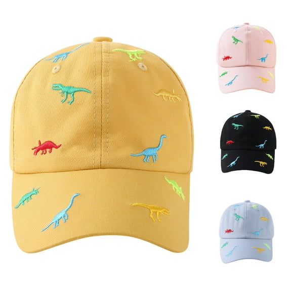 WEIGFI Kid Boys Girls Baseball Cap Sun Hat Adjustable Snapback Dinosaur Embroidered Outdoor Activity Lightweight Caual Summer Daily Wear Cute Beach Caps,Yellow,1-3 Years