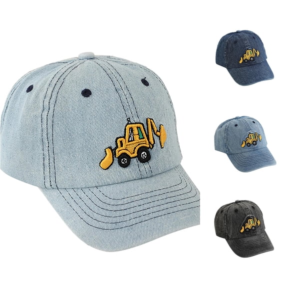 WEIGFI Kid Boys Girls Baseball Cap Sun Hat Adjustable Snapback Excavator Embroidered Outdoor Activity Lightweight Caual Spring Autumn Daily Wear Lovely Vacation Hats,White,2-5 Years