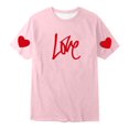 thumbnail image 1 of WEIGFI Kid Toddler Boys Tee Letter Love Heart Graphic Print Casual Summer Short Sleeve Round Neck Cozy Beach Tops,Pink,12-13 Years, 1 of 4