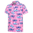 thumbnail image 1 of WEIGFI Kid Toddler Boys Tee Shark Graphic Print Lapel Short Sleeve Comfort Summer Casual Daily Wear Cozy Beach Tops,Pink,11-12 Years, 1 of 3
