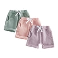 thumbnail image 1 of WEIGFI Toddler Baby Boys Girls 3 Pack Shorts Summer Solid Color Playwear Elastic Waist With Pocket Stretch Lightweight Comfort Home Casual Everyday Relaxed Party Bottoms,A,6-12 Months, 1 of 4