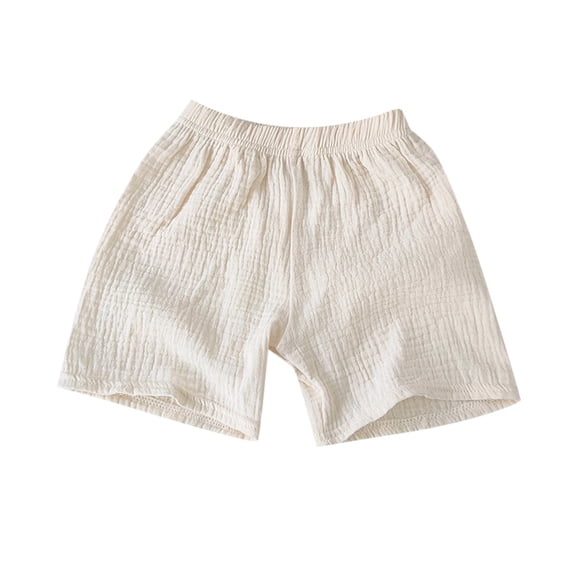 WEIGFI Toddler Baby Boys Girls Casual Shorts Summer Playwear Elastic Waist Stretch Solid Color Lightweight Comfort Home Everyday Relaxed Party Bottoms,Beige,18-24 Months