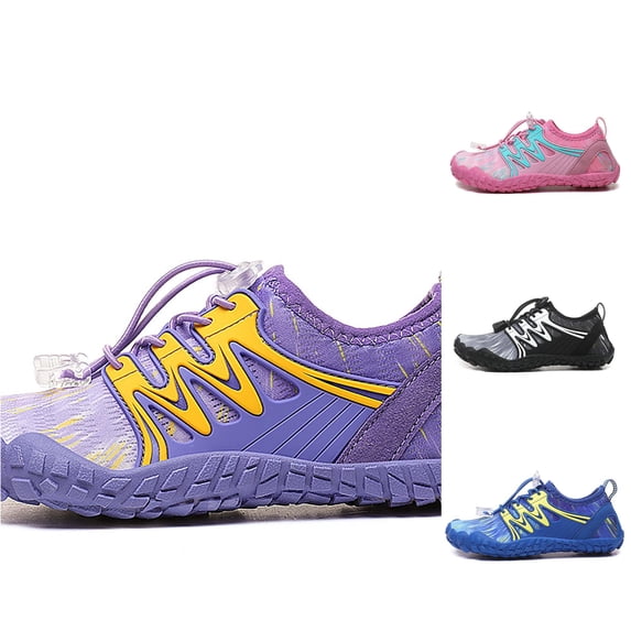 WEIGFI Toddler Baby Boys Girls Water Shoes Five Toe Barefoot Quick-Dry Athletic Beach Shoes Bright Color Lightweight Outdoor Sports Hiking Swim Pool Sneakers Daily Funny Footwear,Purple,4-4.5 Years