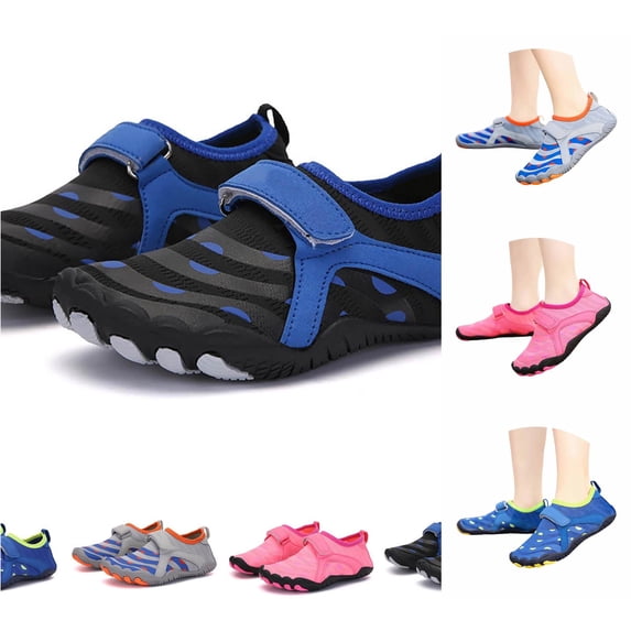 WEIGFI Toddler Baby Boys Girls Water Shoes Five Toe Barefoot Wide Toe Quick-Dry Beach Shoes Bright Color Lightweight Outdoor Sports Hiking Swim Pool Sneakers Daily Funny Footwear,Black,4-5 Years