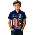 thumbnail image 1 of WEIGFI Toddler Baby Boys Tee American Flag Patriotic Graphic Button Down Shirt Festival Lapel Short Sleeve Relaxed Fit Outdoor Play Lightweight Casual Summer Wear Soft Beach Top,Navy,5-6 Years, 1 of 4