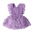 thumbnail image 1 of WEIGFI Toddler Baby Cotton Girls Bodysuit With Snaps Romper Dress Fly Sleeve Solid Color Butterfly Tulle Tutu Ruffles Onesie Square Neck Summer Photo Shoot Wear Cute Party Overalls,Purple,6-9 Months, 1 of 4