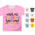 thumbnail image 1 of WEIGFI Toddler Baby Girls Back To School T-Shirts Kindergarten First Day Of School Clothes Letter Graphic Short Sleeve Crew Neck Casual Daily Wear Summer Comfort Beach Tops,Pink,6-7 Years, 1 of 4