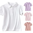 thumbnail image 1 of WEIGFI Toddler Baby Girls Basic Tee Soft Cotton T-Shirts Ruffles Breathable Solid Color Outdoor Playwear Short Sleeve Lapel Casual Daily Wear Summer Comfort Beach Tops,White,6-7 Years, 1 of 8