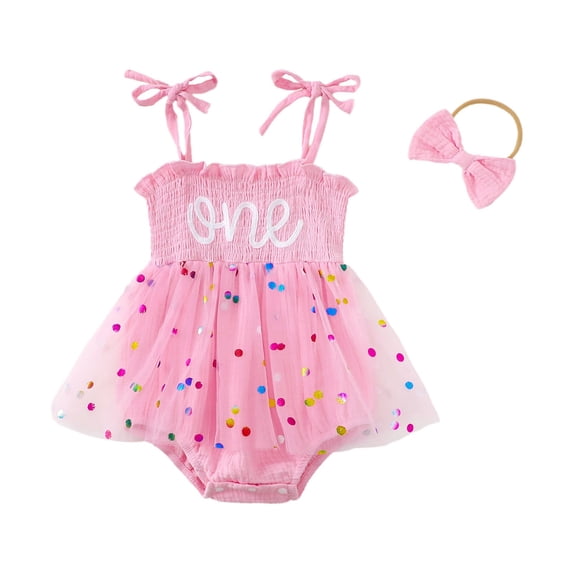 WEIGFI Toddler Baby Girls Bodysuit Princess Birthday Dress With Snaps Sleeveless Embroidery Ruffles Sequins Tulle Tutu Romper Thin Strap Summer Photo Wear Cute Party Overalls,Red,6-12 Months